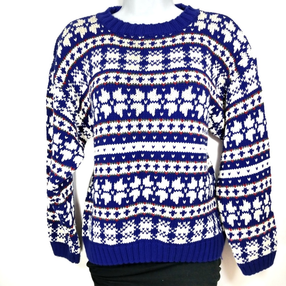 Eddie Bauer Vintage Blue Snowflake Knit Sweater